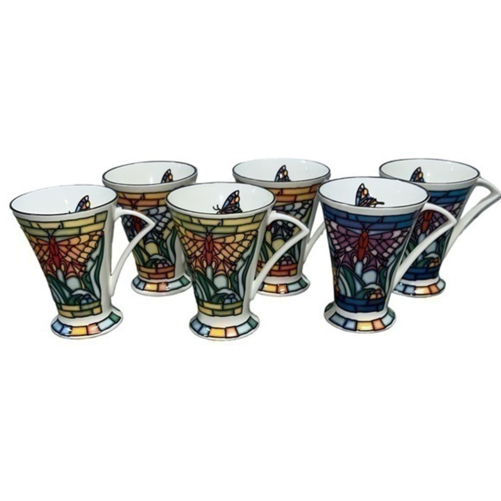 Staffordshire tableware Angel Wings mosaic butterfly mugs
